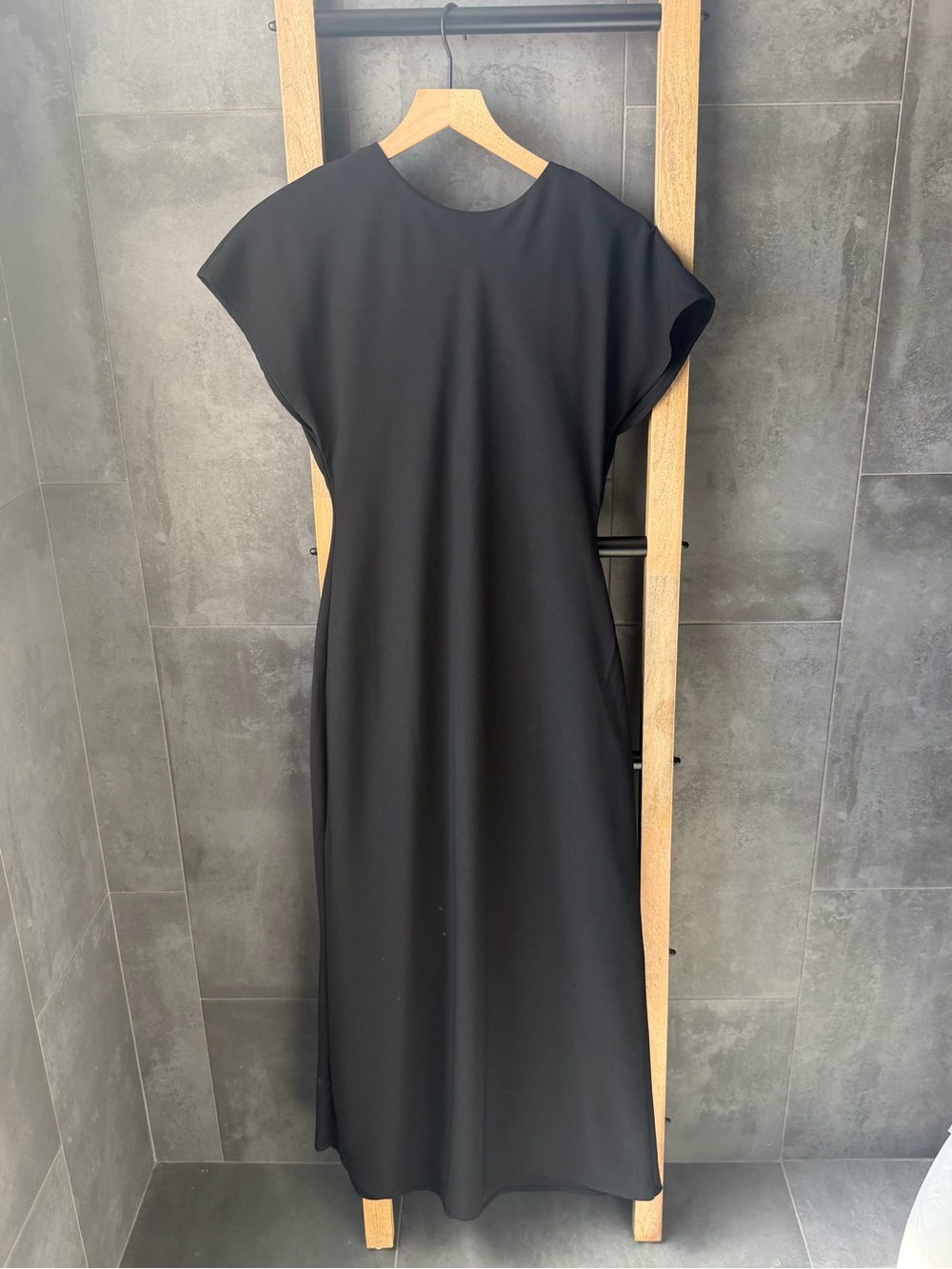 Zara Black Maxi Dress with Cap Sleeves
